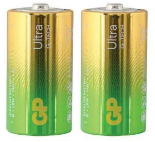 זוג סוללות Ultra Alkaline 1.5V 14A D GP GPPCA13AU088 - סוג D-בטריה-GP-סופר הום