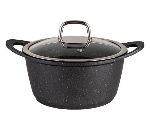 RICHSTONE סדרת סירים שיש זהב וכסף יציקת אלומניום במגוון גדלים-סירי אלומיניום-Soltam סולתם-סיר 4.5 ליטר - קוטר 24 ס"מ-סופר הום