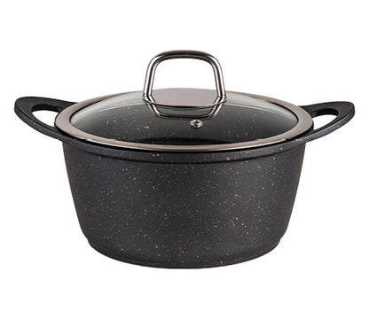 RICHSTONE סדרת סירים שיש זהב וכסף יציקת אלומניום במגוון גדלים-סירי אלומיניום-Soltam סולתם-סיר 4.5 ליטר - קוטר 24 ס"מ-סופר הום