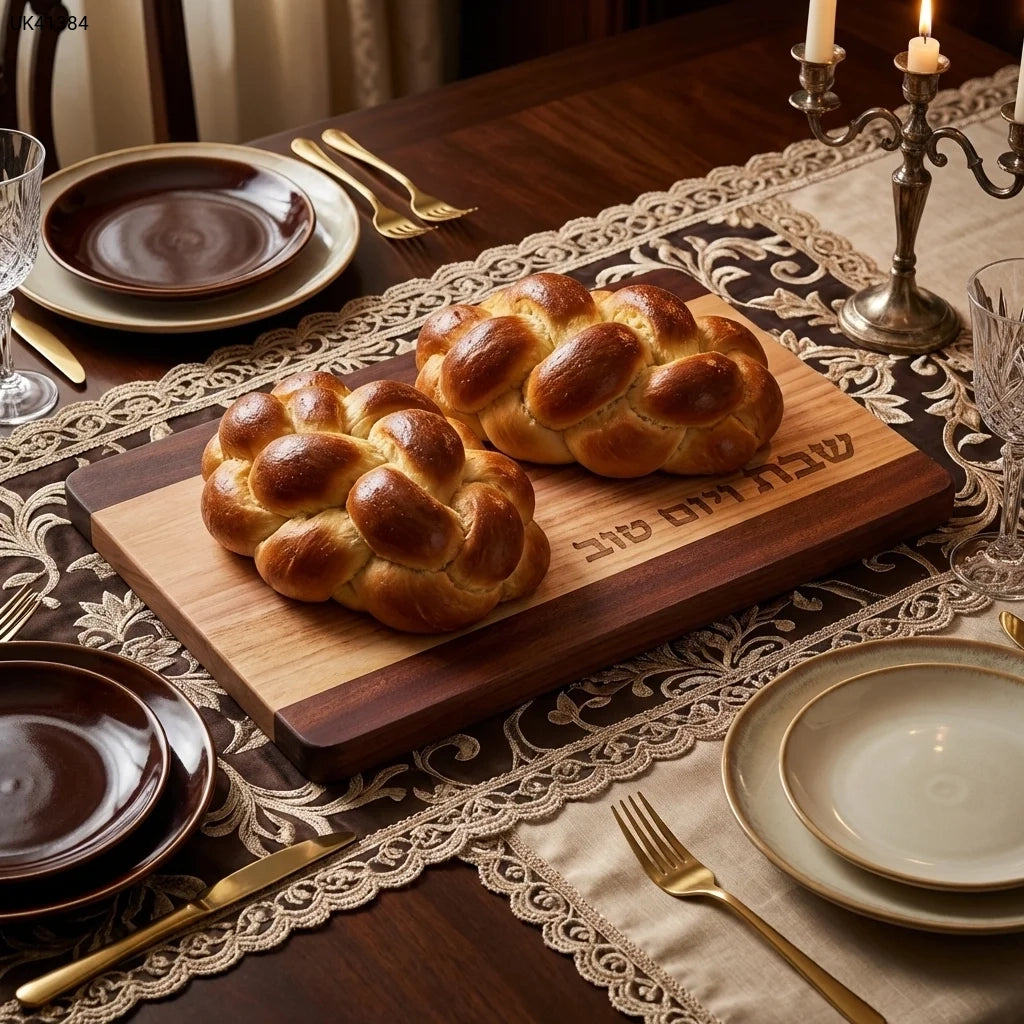 קרש חלה - 30*45 ס"מ-מגש לחלות מזכוכית-ART JUDAICA-סופר הום