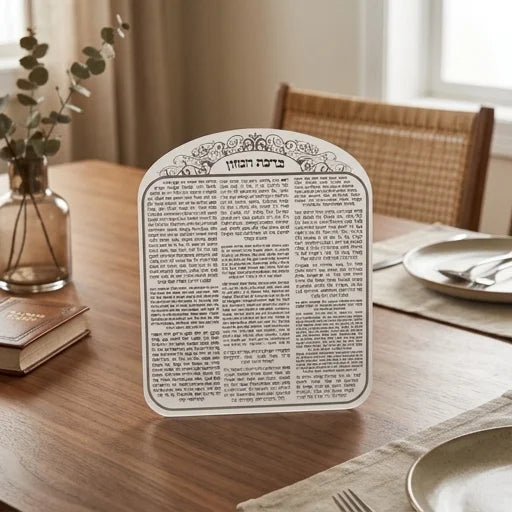 ברכת המזון מאקרילי עיטור כסף - אשכנז/ספרד-מעמד לברכונים עם ברכונים-ARTSPORT-אשכנז-סופר הום