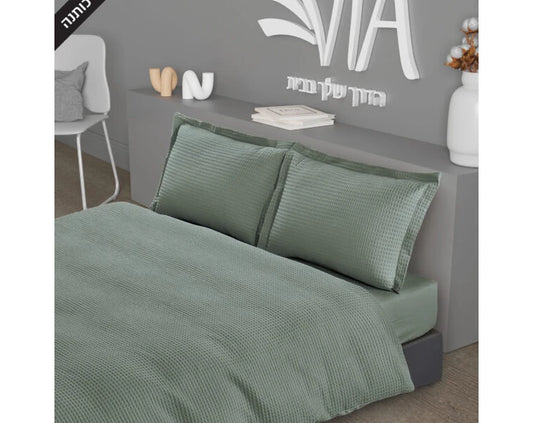 מצעי חורף זוגיים ALONA במבחר דגמים-סט זוגי-Via Home-כותנה ירוק-סופר הום