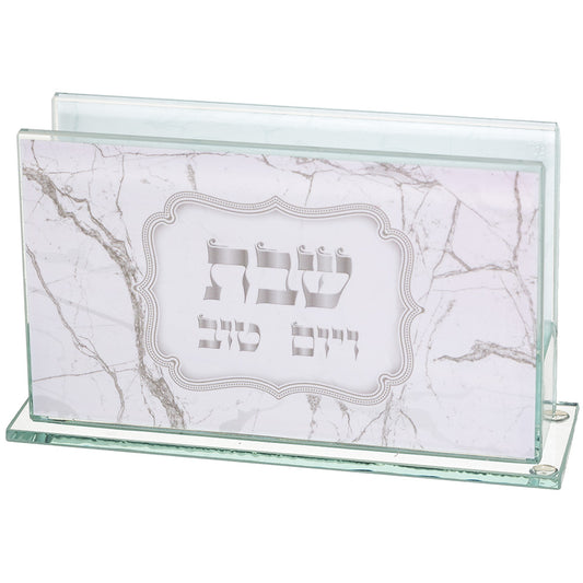מחזיק גפרורים זכוכית עם הדפסה דגם שיש-מעמד לקופסת גפרורים-ART JUDAICA-סופר הום