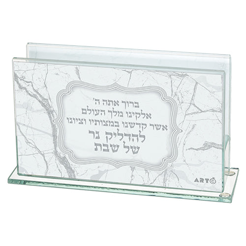מחזיק גפרורים זכוכית עם הדפסה דגם שיש-מעמד לקופסת גפרורים-ART JUDAICA-סופר הום