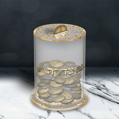 קופת צדקה מפרספקס נצנצים - כסף\זהב-קופת צדקה-ART JUDAICA-כסף-סופר הום