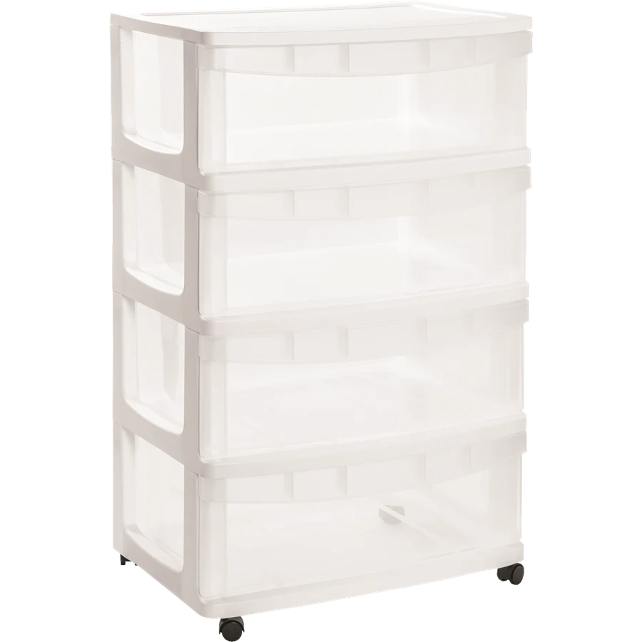 מגירון מאי עם גלגלים - מגוון גדלים-מגירון שקוף-אדיר-39*84*55 ס"מ - 4 מגירות-סופר הום