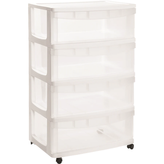 מגירון מאי עם גלגלים - מגוון גדלים-מגירון שקוף-אדיר-39*84*55 ס"מ - 4 מגירות-סופר הום