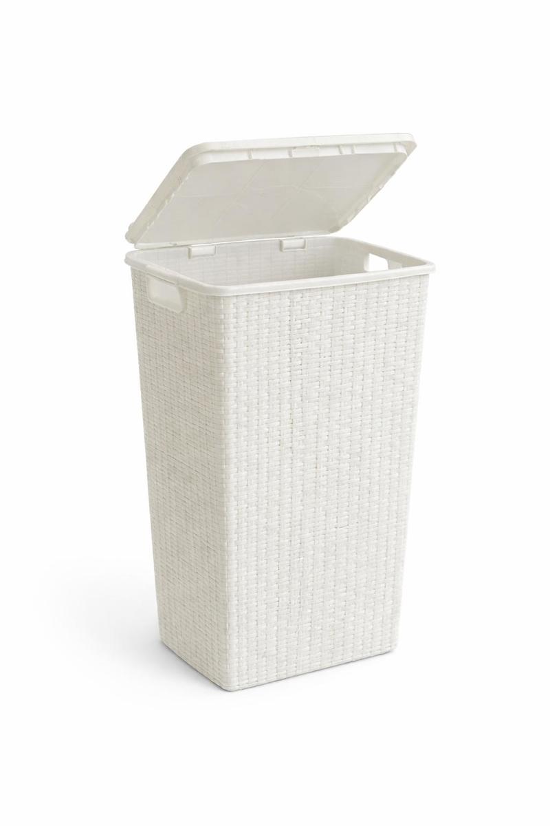 סל כביסה ארוג עם מכסה - 60 ליטר-גיגית כביסה-SUPERHOME סופרהום-לבן-סופר הום