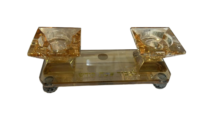 זוג פמוטים קריסטל עם ברכה מעמד ענבר ואפור-פמוטי קריסטל-סופר הום-סופר הום