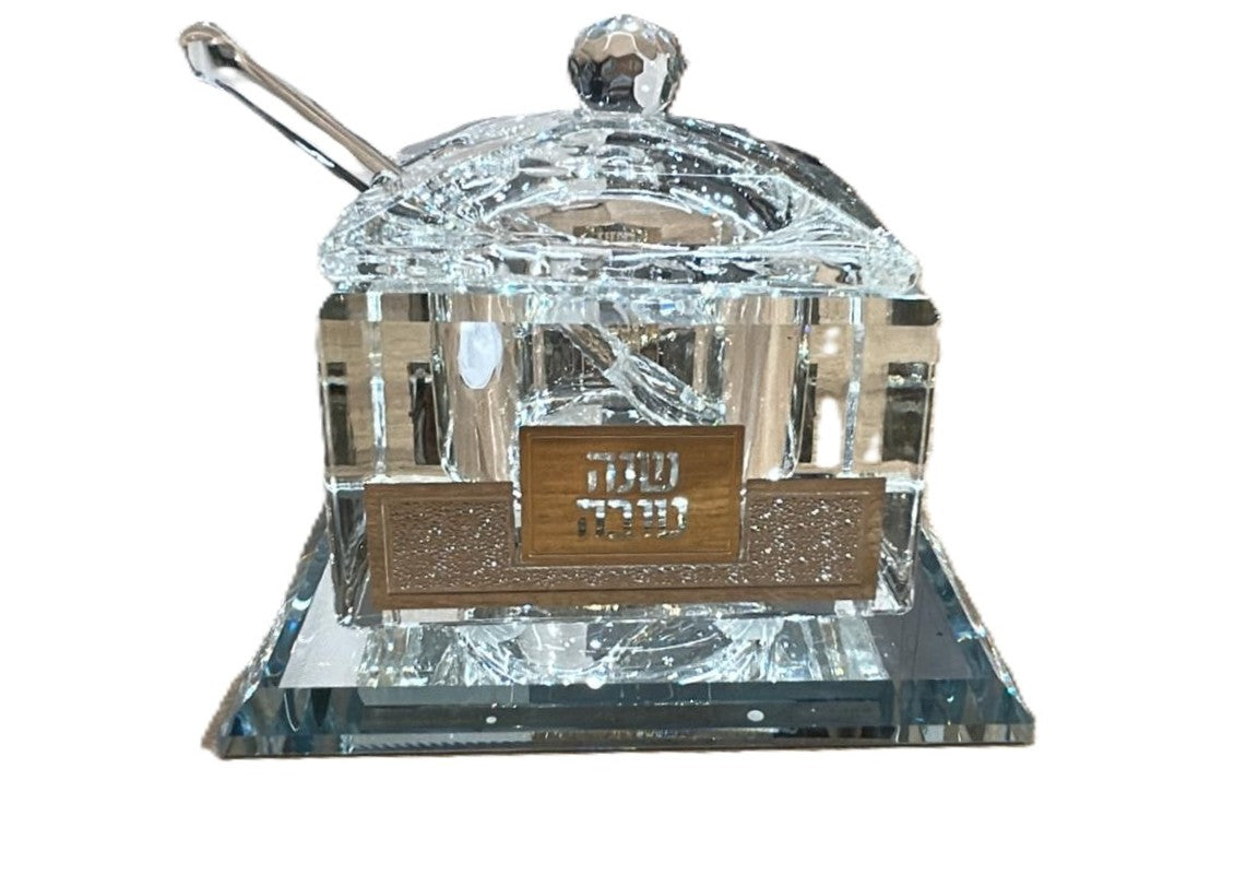 כלי מקריסטל לדבש עם כפית - מגוון דגמים-כלי לדבש-GIFTSHOP-260306-סופר הום