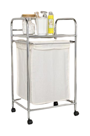 סל כביסה נירוסטה תא אחד נשלף עם מגש לאחסון-מתקן לחדר אמבטיה-Honey can do-סופר הום