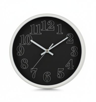 שעון קיר 23 ס״מ-שעון קיר-ס.ז. מחנה יהודה-שחור-סופר הום