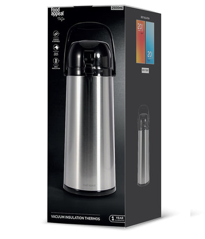 תרמוס משאבה גוף נירוסטה 2.5 ליטר TO GO-תרמוס משאבה-Food Appeal-סופר הום
