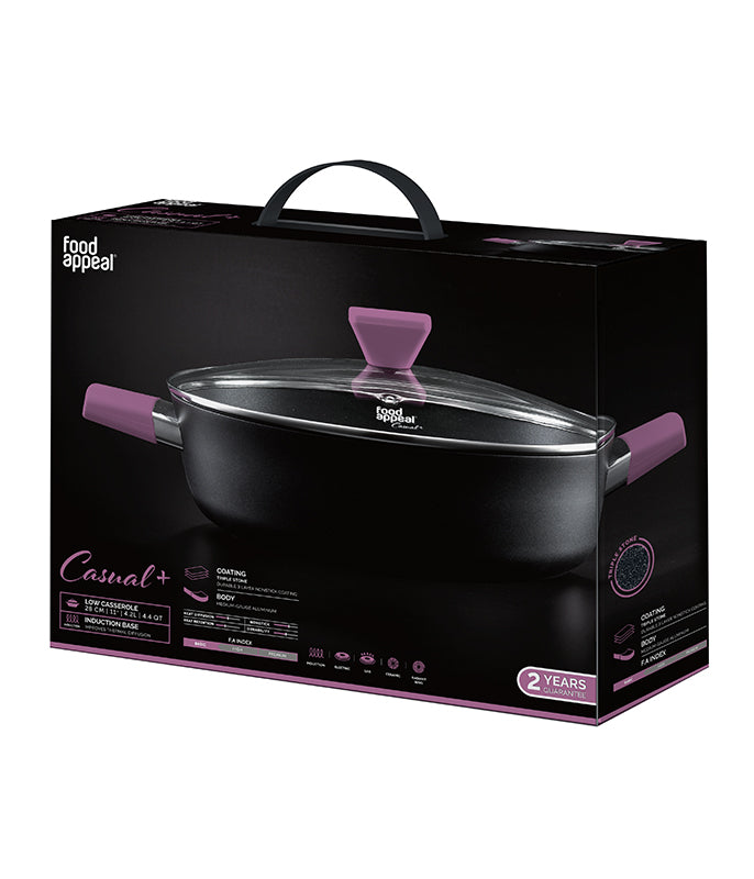 סוטאז' 28 ס"מ CASUAL ידיות סגולות-סירי אלומיניום-Food Appeal-סופר הום