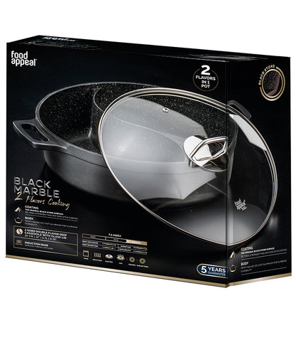 סיר מחולק 30 ס"מ 5.7 ליטר דופן ישרה BLACK MARBLE-סירי אלומיניום-Food Appeal-סופר הום
