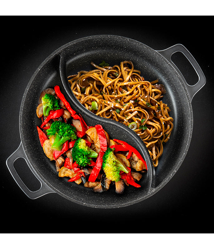 סיר מחולק 30 ס"מ 5.7 ליטר דופן ישרה BLACK MARBLE-סירי אלומיניום-Food Appeal-סופר הום