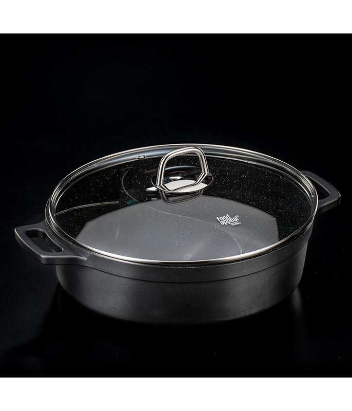 סיר מחולק 30 ס"מ 5.7 ליטר דופן ישרה BLACK MARBLE-סירי אלומיניום-Food Appeal-סופר הום