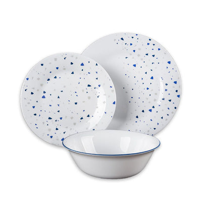 סט אוכל 18 חלקים - TERAZO BLUE-סט צלחות זכוכית אופל-Food Appeal-סופר הום