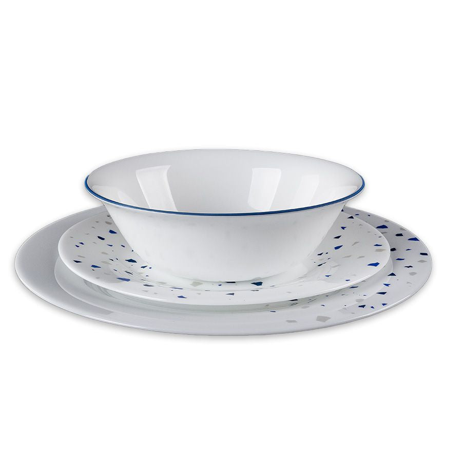 סט אוכל 18 חלקים - TERAZO BLUE-סט צלחות זכוכית אופל-Food Appeal-סופר הום
