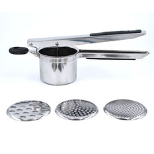 טען תמונה לצפייה בגלריה, מועך ירקות בלחיצה כולל 3 דיסקיות - נירוסטה-מועך תפו&quot;א-Food Appeal פודאפיל-סופר הום
