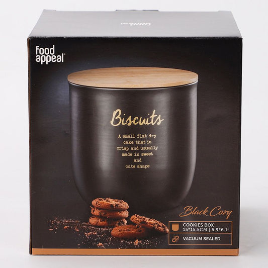 כלי לעוגיות מפח שחור 15*15.5 ס"מ - COZY HOME-צנצנת עוגיות-Food Appeal-סופר הום