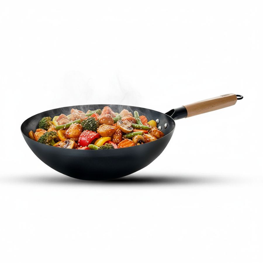 מגוון גדלים - WOKO מחבת ווק עם ידית עץ-ווק-Food Appeal-26 ס"מ-סופר הום