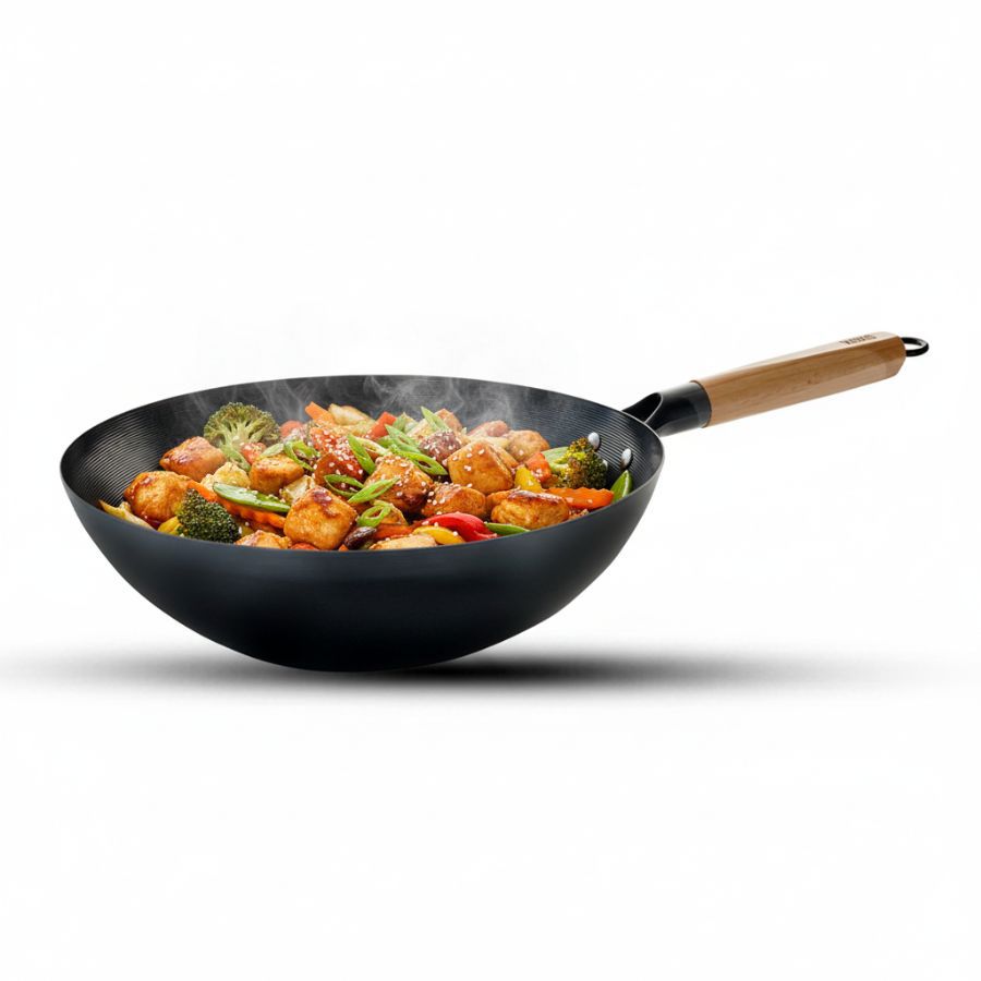 מגוון גדלים - WOKO מחבת ווק עם ידית עץ-ווק-Food Appeal-28 ס"מ-סופר הום