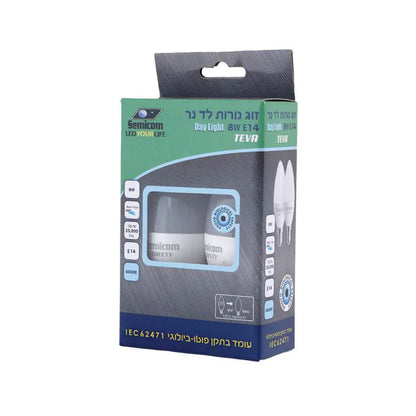 זוג נורות 8W A60 SAFETY E14 אור יום-נורה-Semicom-סופר הום