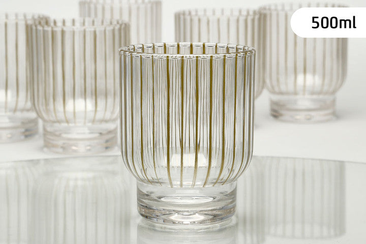 כוס שתיה פוליקרבונט פסים זהב-כוסות פלסטיק ואקריל-DREAM CHEF-סופר הום