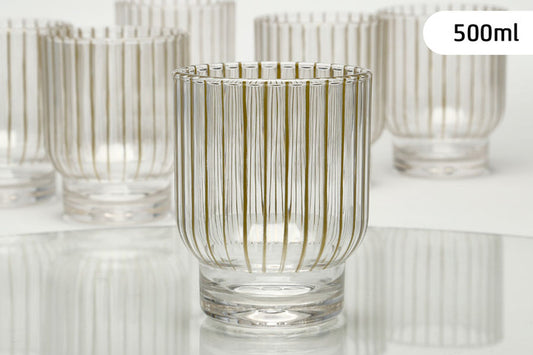כוס שתיה פוליקרבונט פסים זהב-כוסות פלסטיק ואקריל-DREAM CHEF-סופר הום