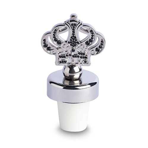 פקק כסף לבקבוק יין דגם כתר - מגוון צבעים-פקק לבקבוק יין-ART JUDAICA-כסף עם אבנים שחורות-סופר הום