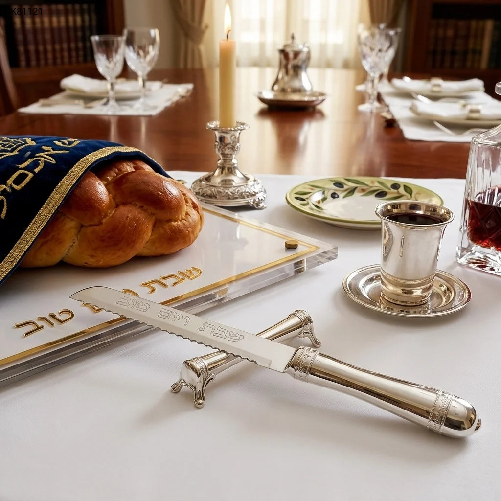 סכין מהודרת עם ידית מתכת 35 ס"מ-סכין חלות-ART JUDAICA-סופר הום