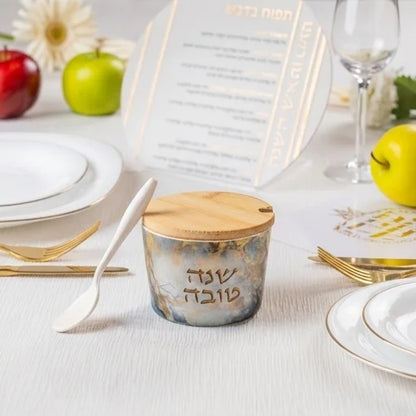 כלי לדבש מלמין "שנה טובה" 6.5 ס"מ - מגוון דגמים-כלי לדבש-ART JUDAICA-UK81538-סופר הום