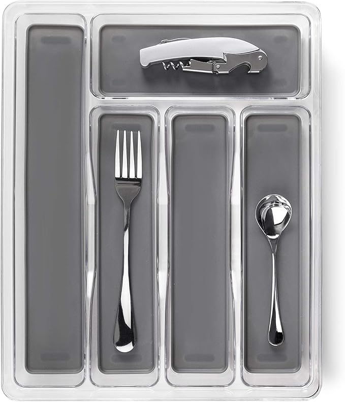 ארגונית אקרילית לסכו"ם עם תחתית סיליקון-מחלק סכומים-Via Home-סופר הום