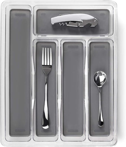 ארגונית אקרילית לסכו"ם עם תחתית סיליקון-מחלק סכומים-Via Home-סופר הום