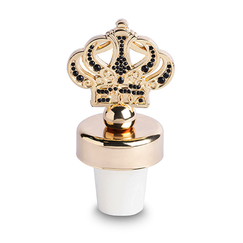 פקק כסף לבקבוק יין דגם כתר - מגוון צבעים-פקק לבקבוק יין-ART JUDAICA-זהב עם אבנים שחורות-סופר הום