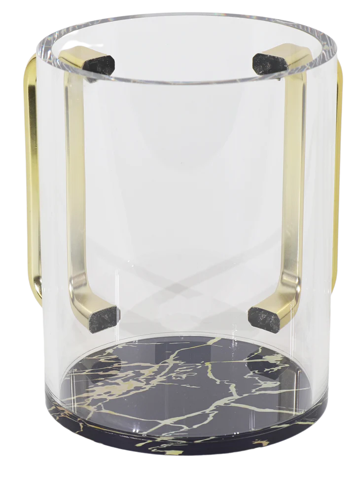 נטלה מעוצבת בסגנון שיש שחור עם ידיות מוזהבות-נטלה אקרילי-Schonfeld Collection-שקוף חלקית-סופר הום