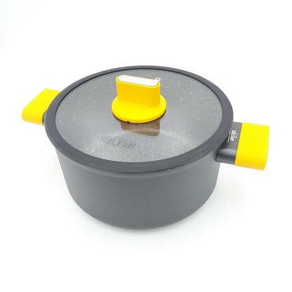 סירי אלומיניום עם ידיות צבעוניות במגוון גדלים - סדרת Soltam Cube-סירי אלומיניום-Soltam סולתם-נפח 3 ליטר - קוטר 20 ס"מ-צהוב-סופר הום