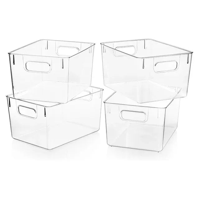 קופסת אחסון אקרילית עם ידיות - מגוון גדלים-ארגונית-Home Design-15.3*21*28.7 ס״מ-סופר הום