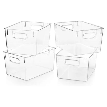 קופסת אחסון אקרילית עם ידיות - מגוון גדלים-ארגונית-Home Design-15.3*21*28.7 ס״מ-סופר הום