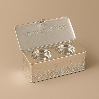 קופסת פמוטי שבת לנסיעות-מעמדים לנר-סופר הום-זהב-סופר הום