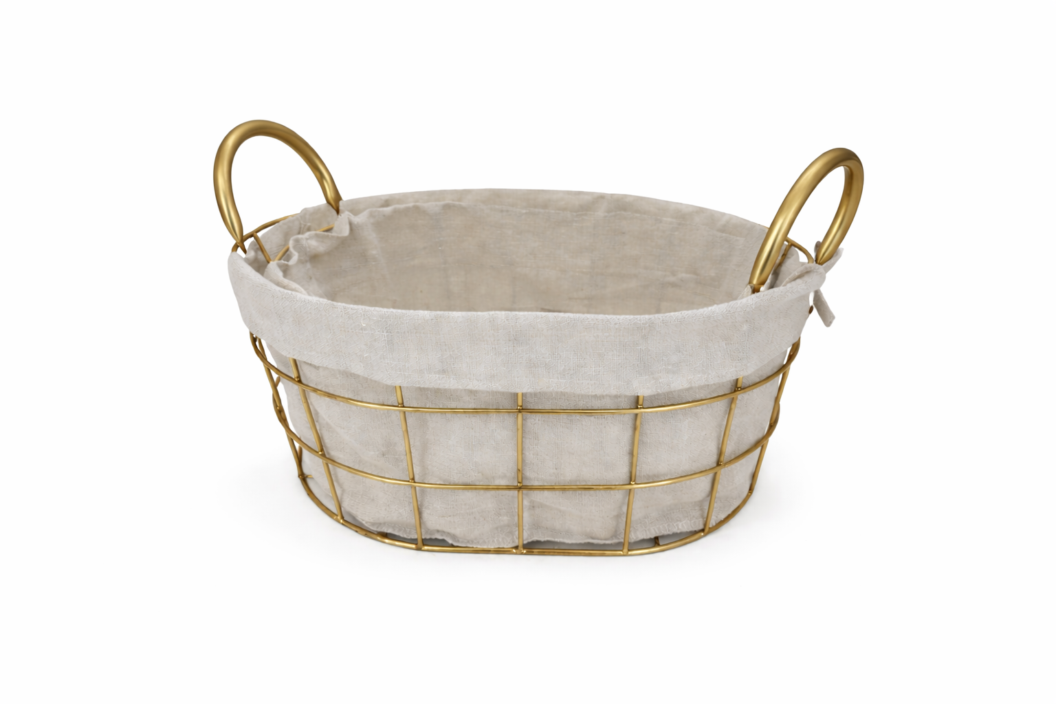 סלסלת מתכת מרופדת אובלית-סלסלה מעוצבת-CASA BELLA-סופר הום