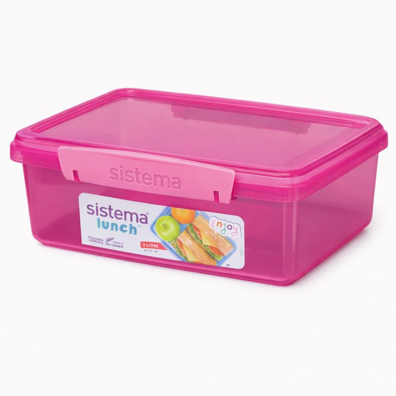 קופסת אוכל איכותית 2/1.2 ליטר-קופסאות מטבח פלסטיק-Sistema-ורוד-2 ליטר-סופר הום