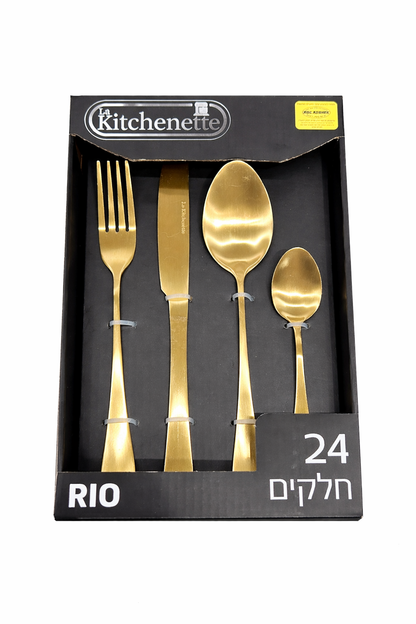 סט סכו"ם - 24 חלקים-סכו"ם זהב-La kitchenette-זהב-סופר הום