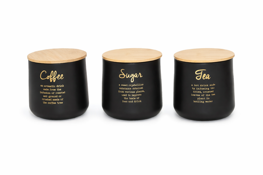 סט תה קפה סוכר מפח עם מכסה במבוק - COZY HOME-סט תה קפה סוכר-Food Appeal-סופר הום