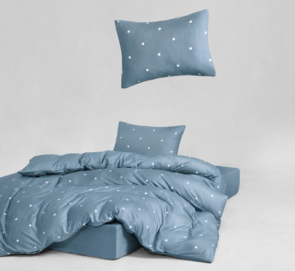 סט מצעים 100% כותנה גרסי יחיד - מגוון צבעים-סט יחיד-Via Home-תכלת-סופר הום