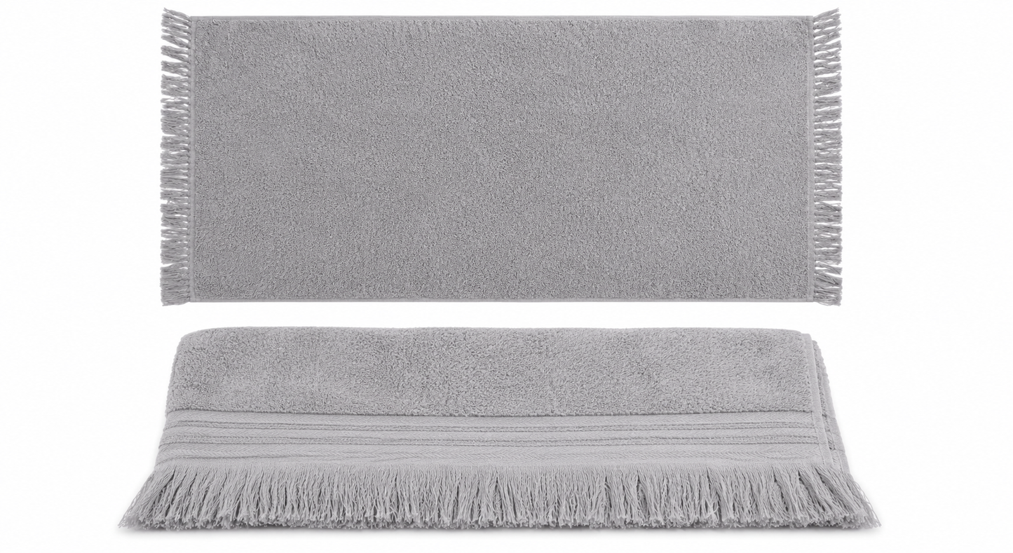 מגבת FRINGED 90*50 ס"מ - כחול/אפור-מגבת ידיים-HASPER-אפור חלק-סופר הום