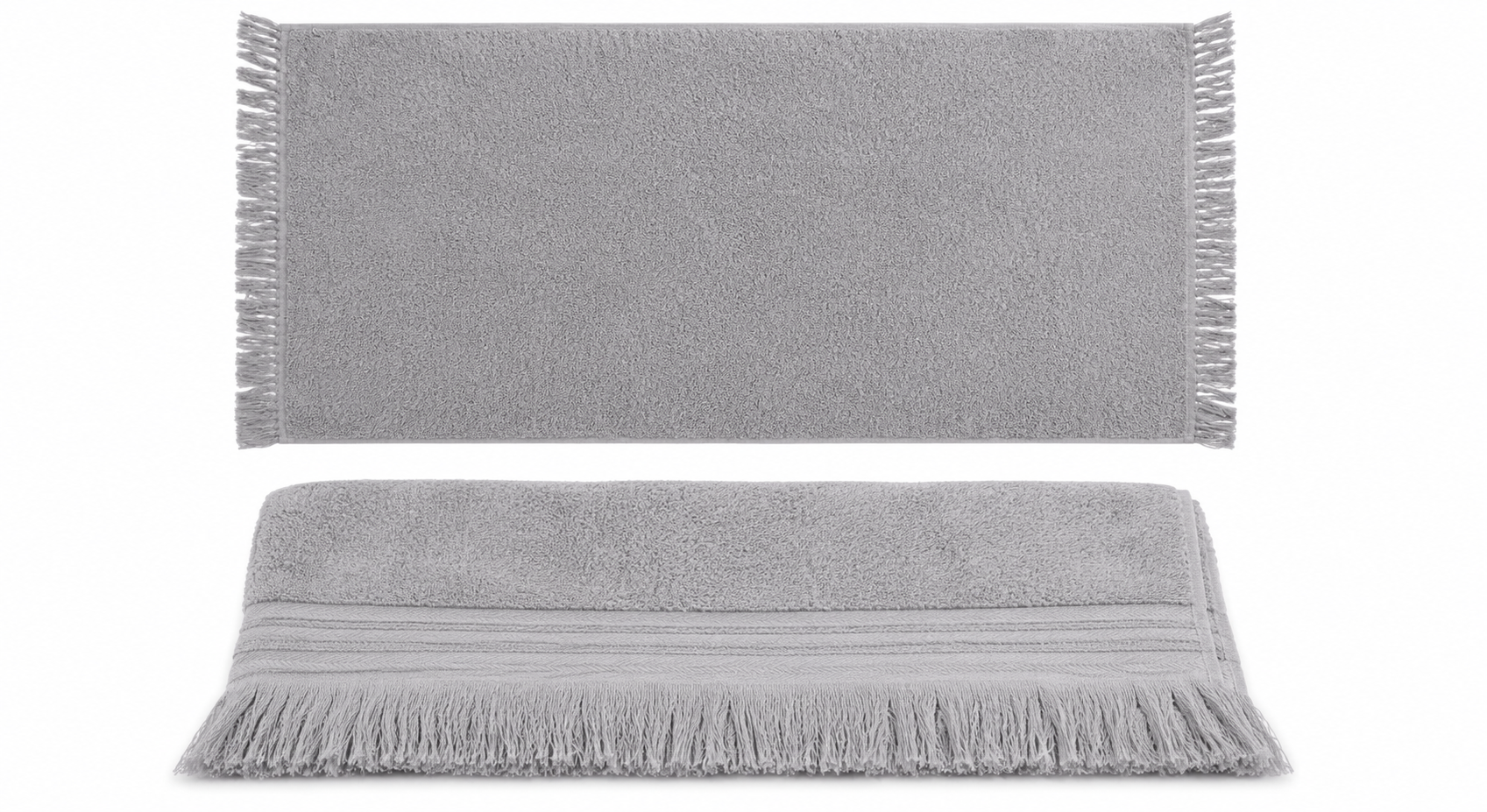 מגבת FRINGED 90*50 ס"מ - כחול/אפור-מגבת ידיים-HASPER-אפור חלק-סופר הום