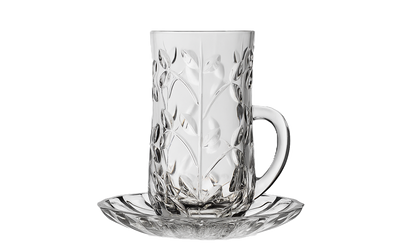 סט 6 כוסות תה + צלחות קריסטל LAURUS-סט תה קריסטל-RCR ITALY-סופר הום