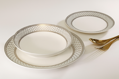 סט צלחות פורצלן איכותי 18 חלקים - דגם Aria-סט צלחות פורצלן-DREAM CHEF-סופר הום